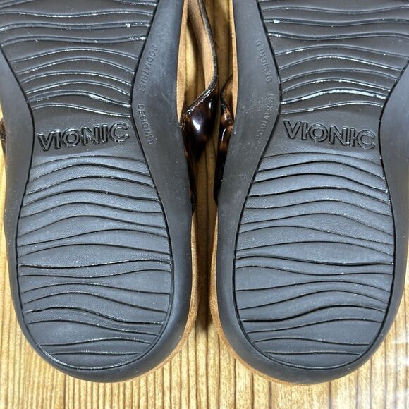 VIONIC Bella II Tortoise Shell Print Strap Comfort Flip Flop Sandals Women’s 9 - Picture 12 of 15